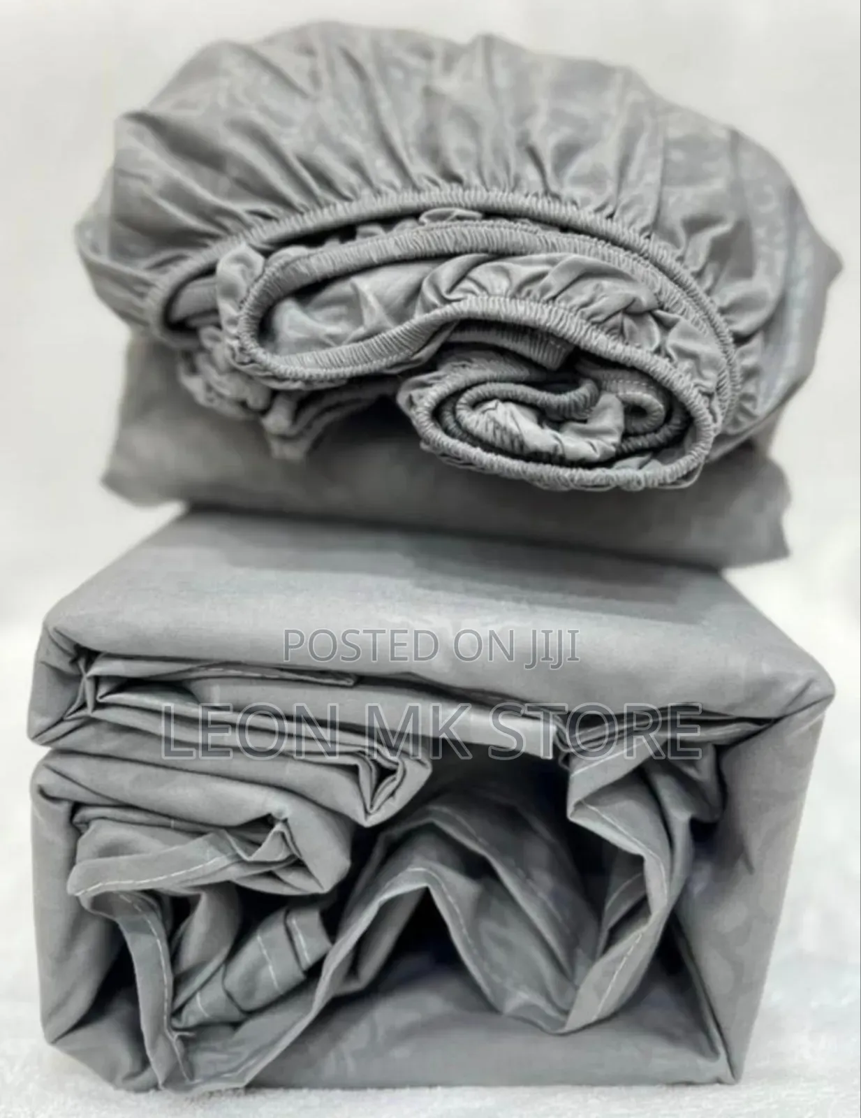 Grey Cotton Elastic Bedsheets 4pcs