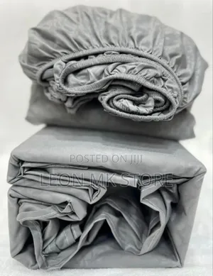 Grey Cotton Elastic Bedsheets 4pcs