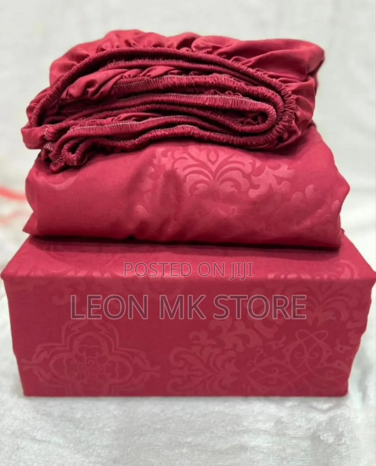 Maroon Cotton Elastic Bedsheets 4pcs