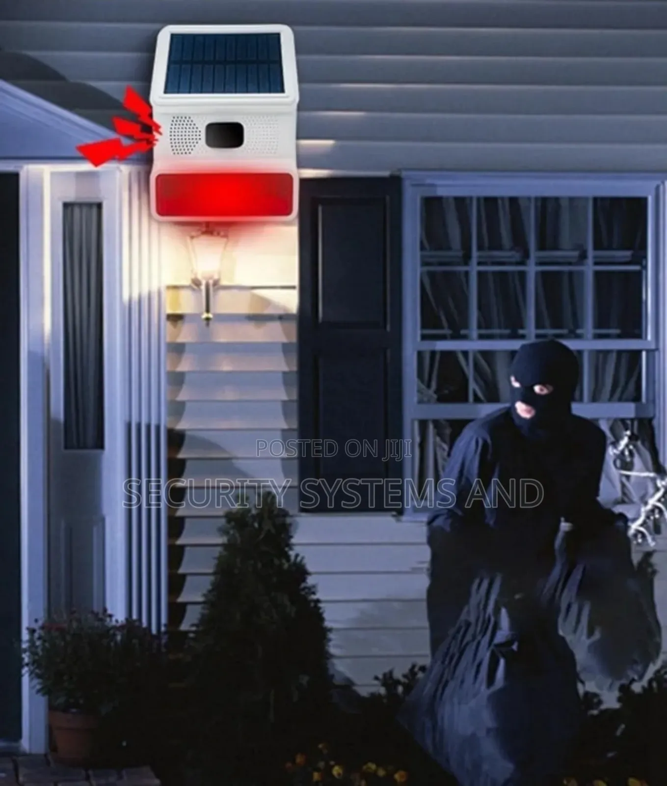 Wireless Solar Alarm Siren With Led Flashing Light And Motion Sensor