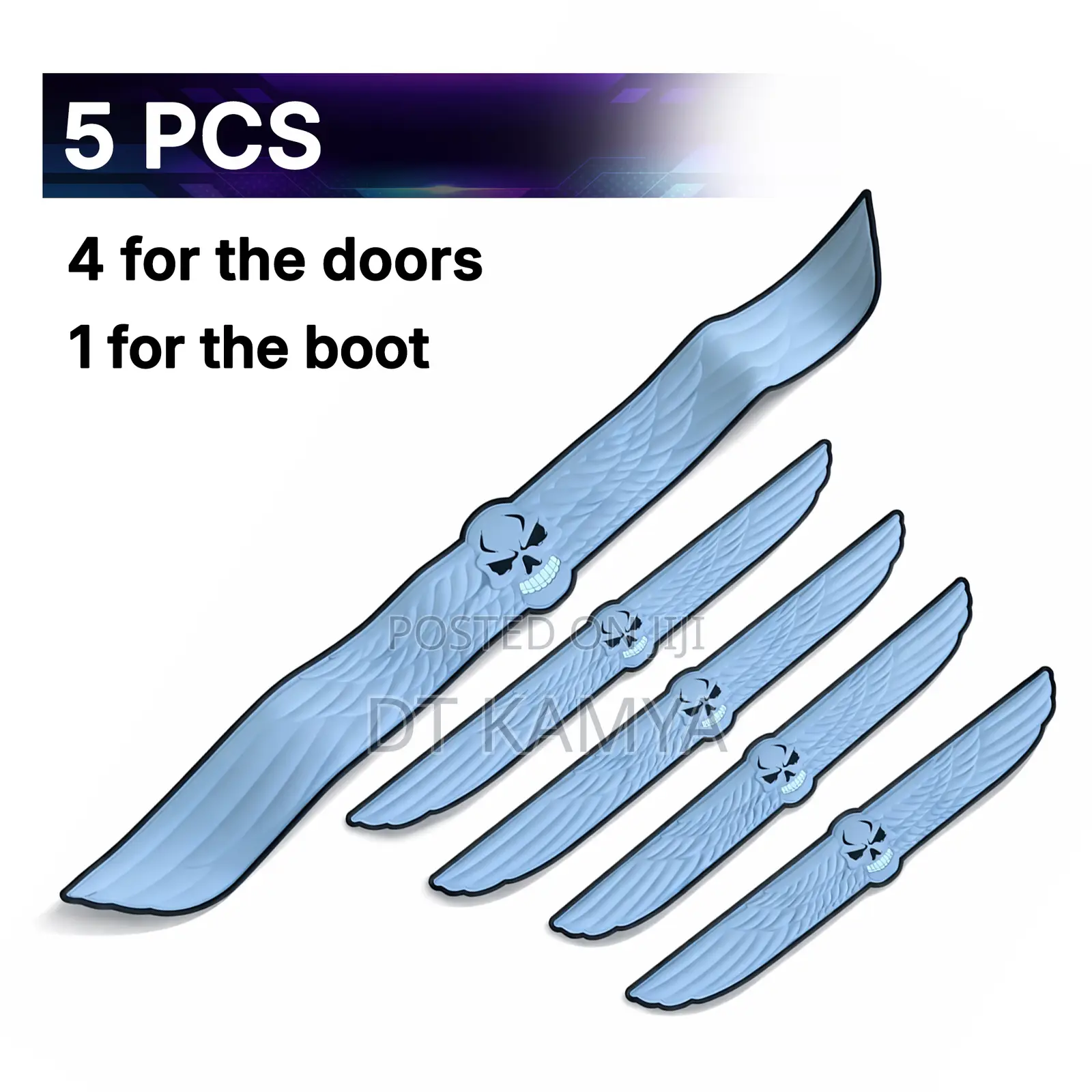 5 PCS Car Skull Rubber Door Sill Protectors / Guards / Anti Scratch