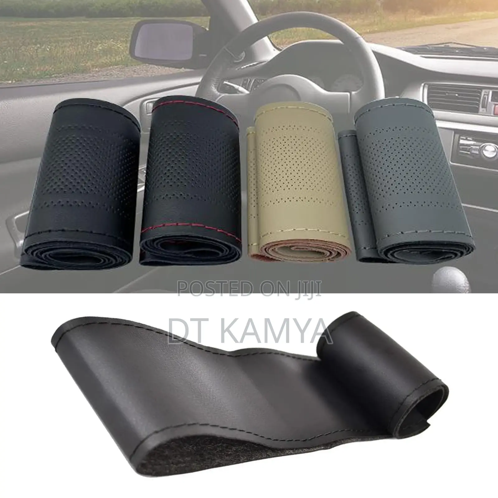 Pure Leather Car Hand Stitched Steering Cover / Very Long Lasting