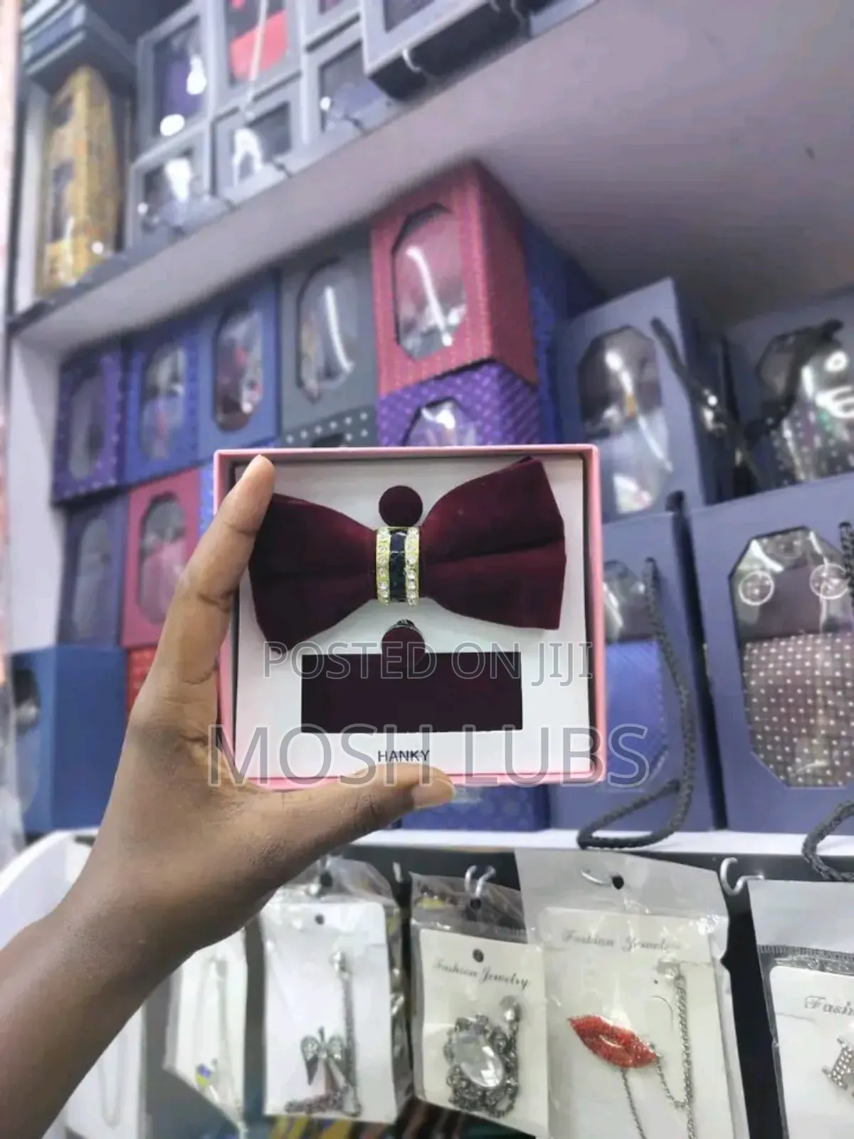 Hanky Bowtie,Pocket Square Cufflinks Set-Velvet