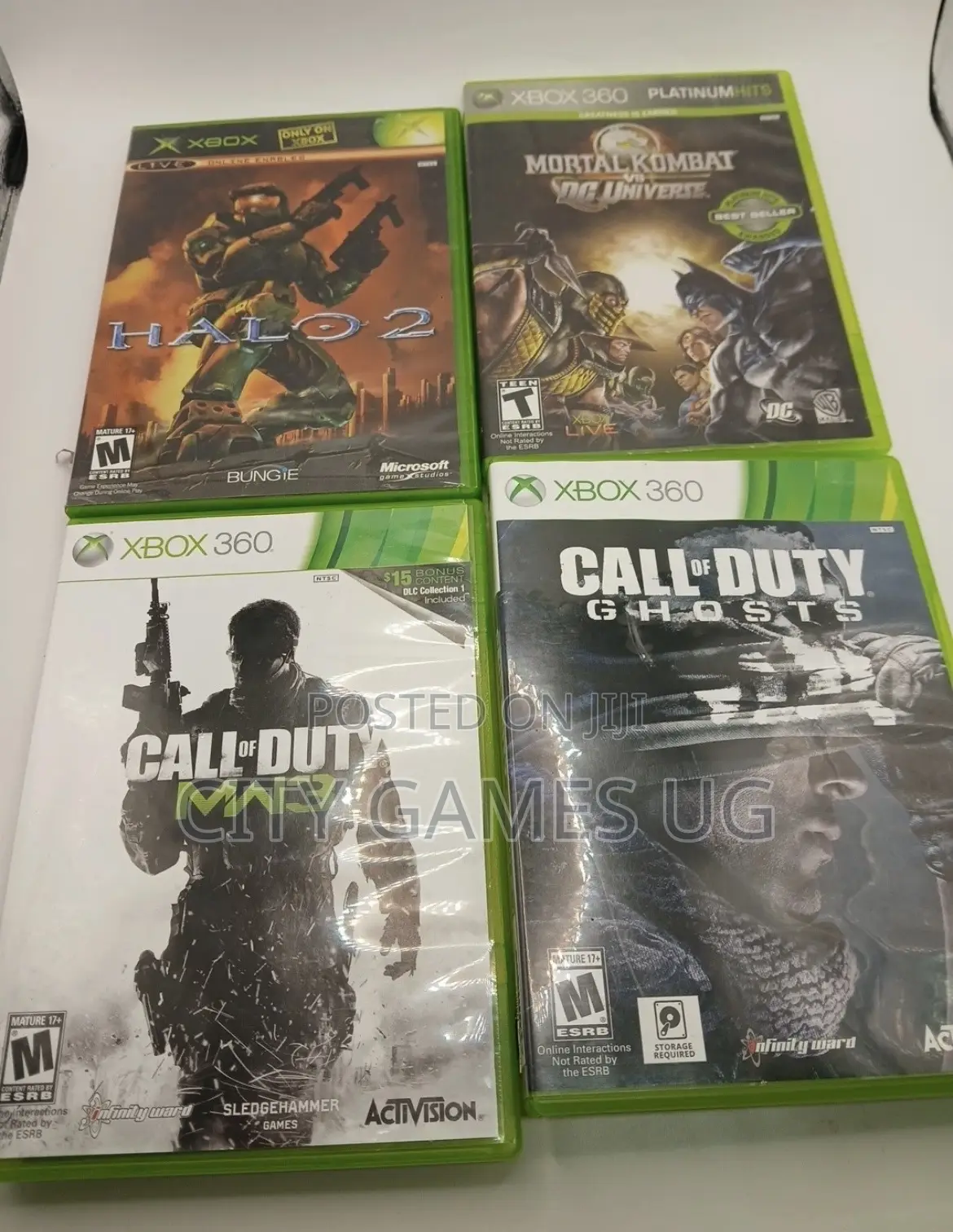 Xbox 360 Bundle Console 2 Controllers 4 Games Power Cord