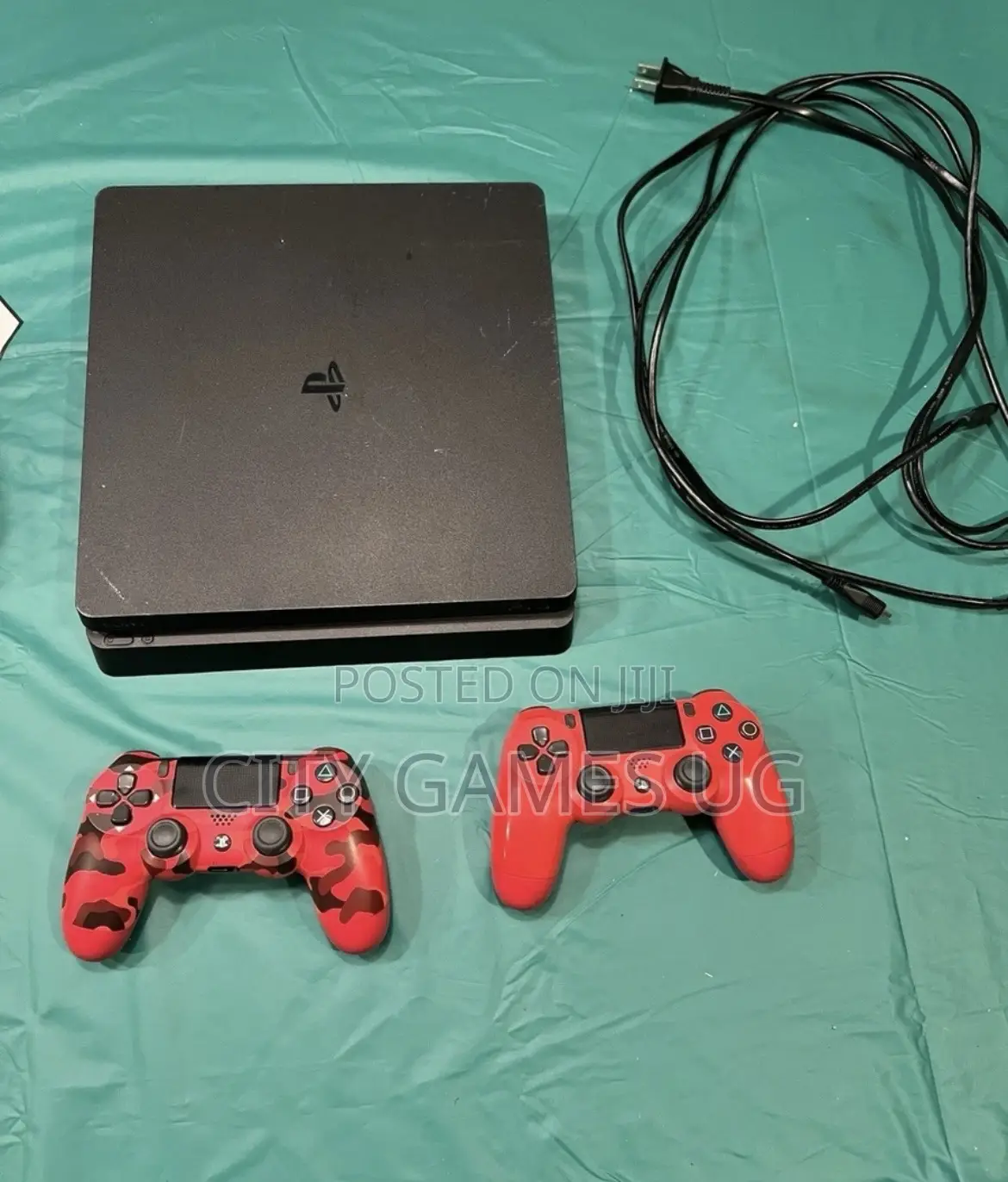 Sony Playstation 4 Slim Original Black, 500gb With 2 Red Controllers