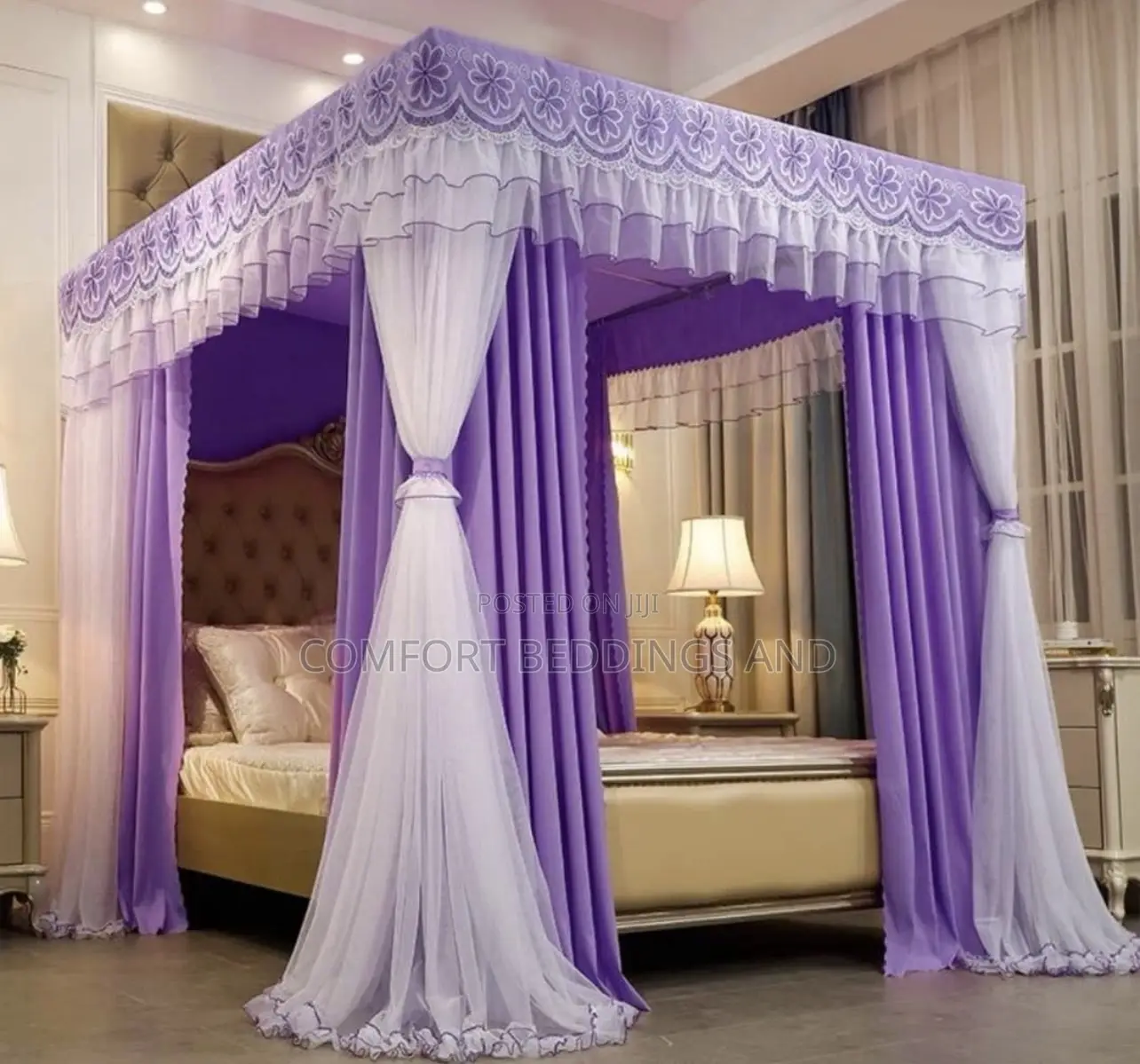 Four Stand Curtain Mosquito Net Purple