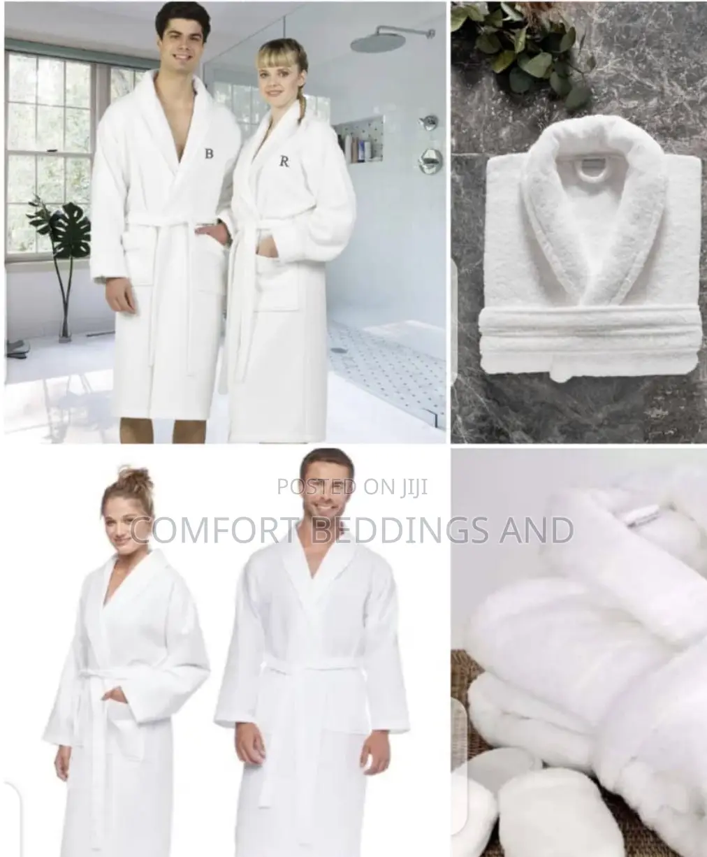 Smooth Cotton Bathrobes White