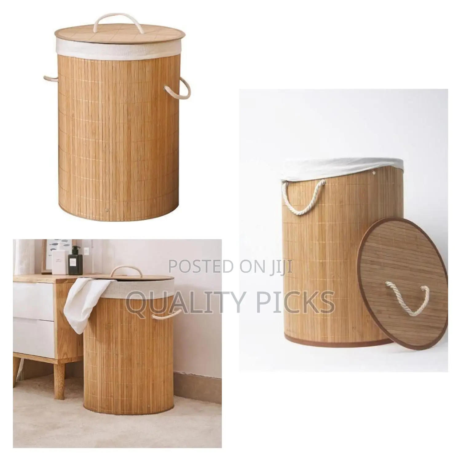 Bamboo Laundry Basket With a Lid.