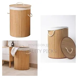 Bamboo Laundry Basket With a Lid.