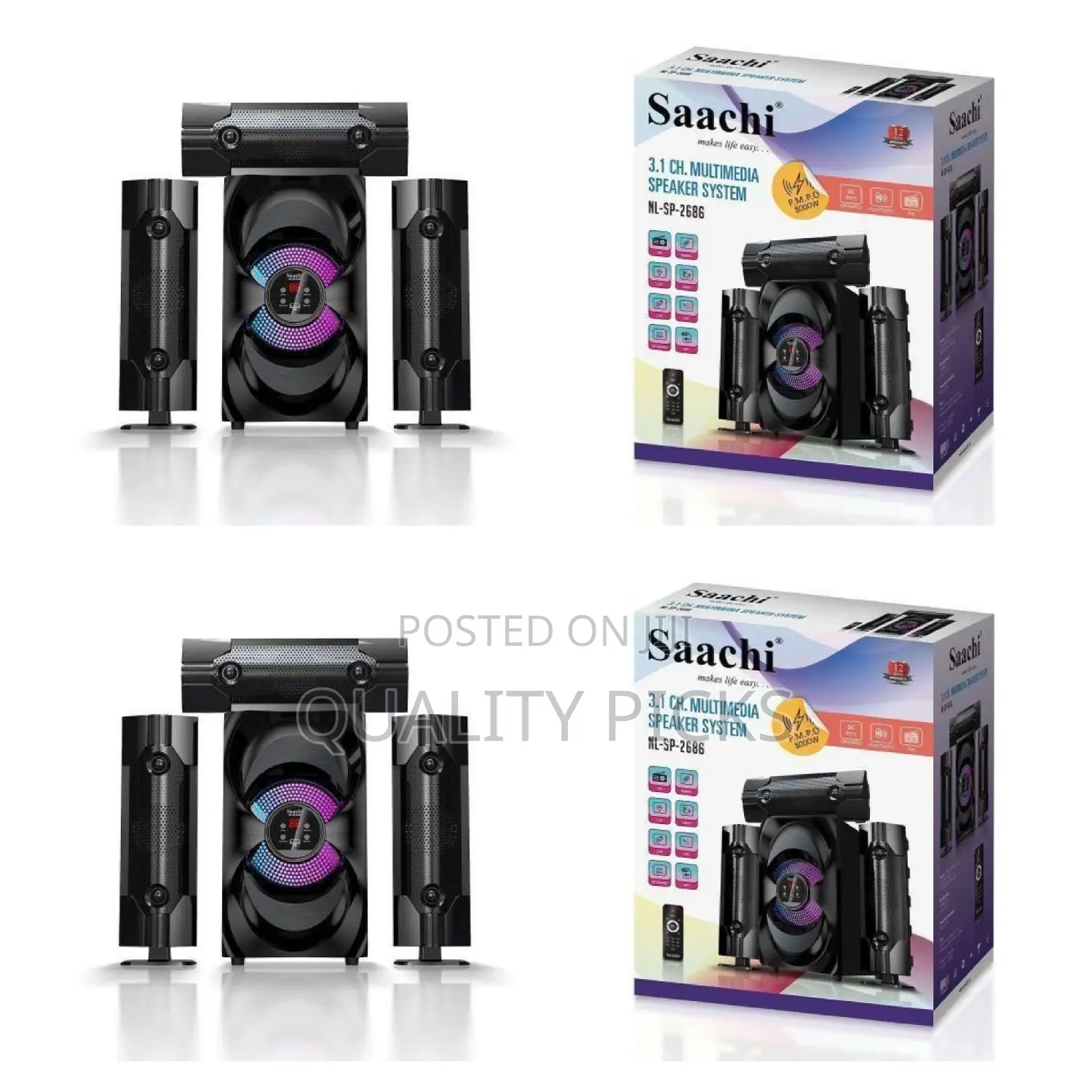 Saachi 3.1 Ch. Multimedia Speaker System - Multicolor