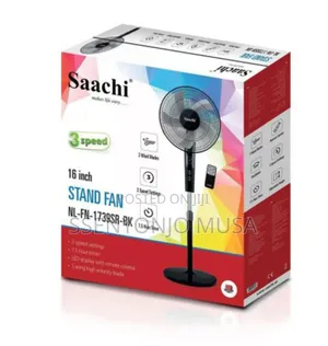 Saachi Stand Fan 16" Nl-Fn-1739sr-Bk - 3-Speed, 3 Wind