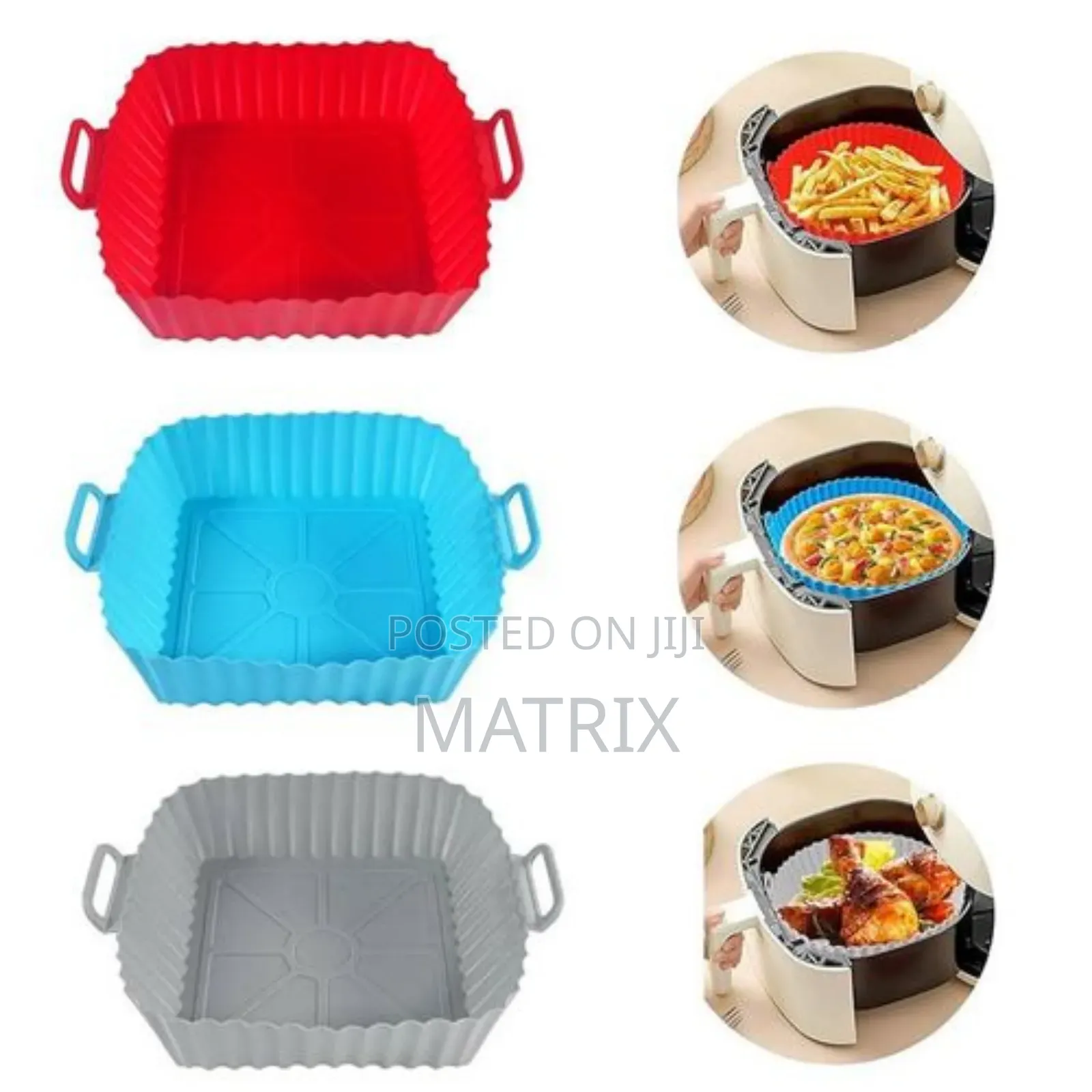 2 Pack of Squre Air Fryer Silicone Liners Basket