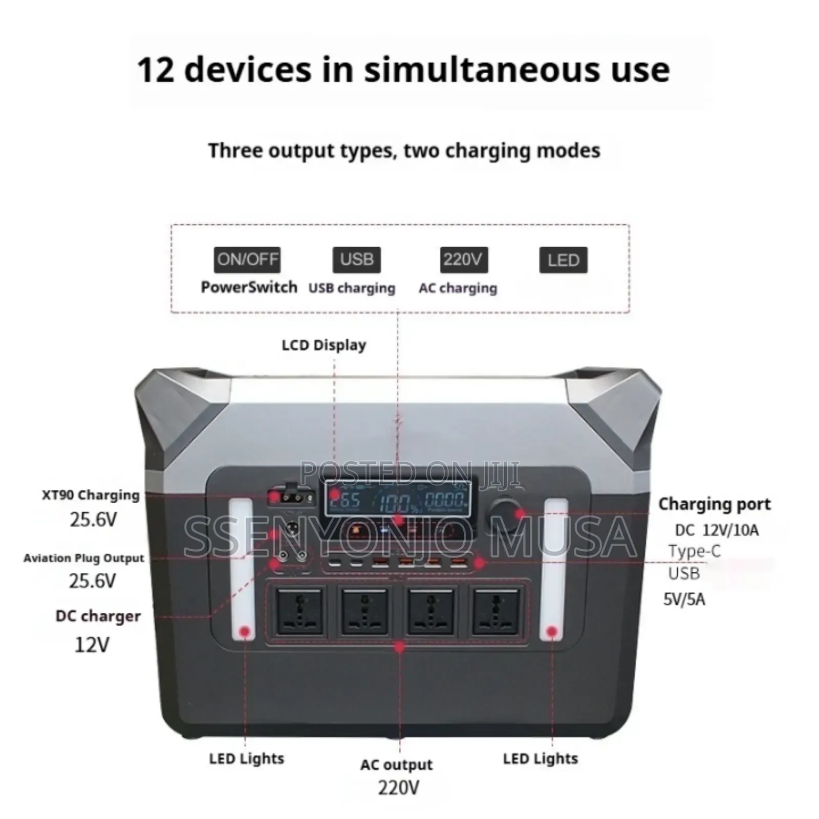 3000w Portable Power Station 2560wh 100ah Battery Solar Ac Charging
