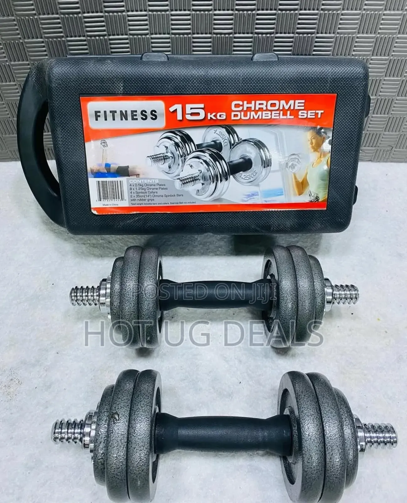 Chrome Dumbbells / Dumbells 15kg Set - Silver, Black