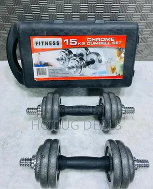 Chrome Dumbbells / Dumbells 15kg Set - Silver, Black