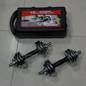 Chrome Dumbbells / Dumbells 15kg Set - Silver, Black