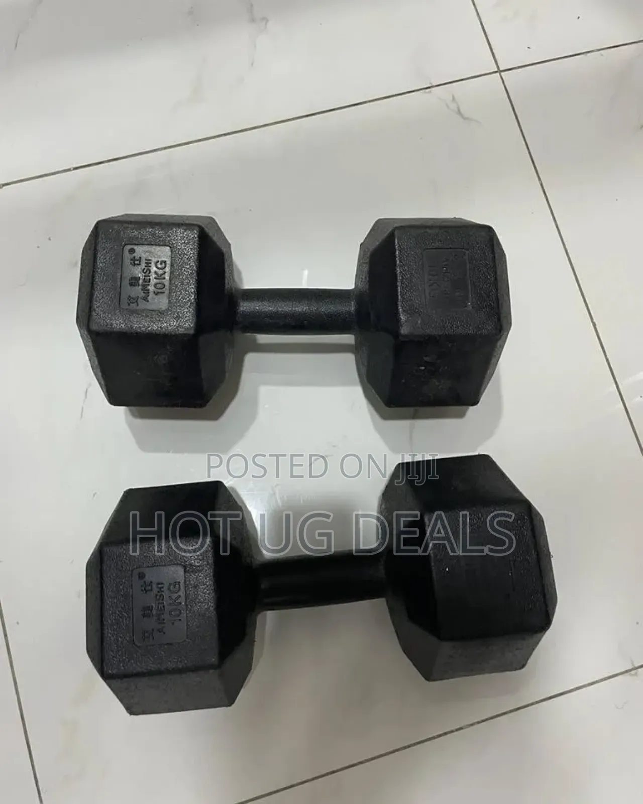 2pcs Exercise Dumbbells / Dumbells 10 KGS Each - Black/Silver