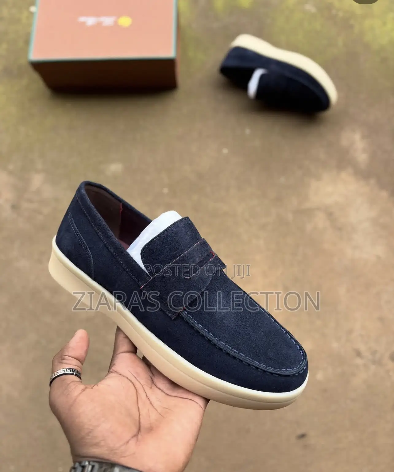 Navy Blue Men’S Loro Piana Loafers