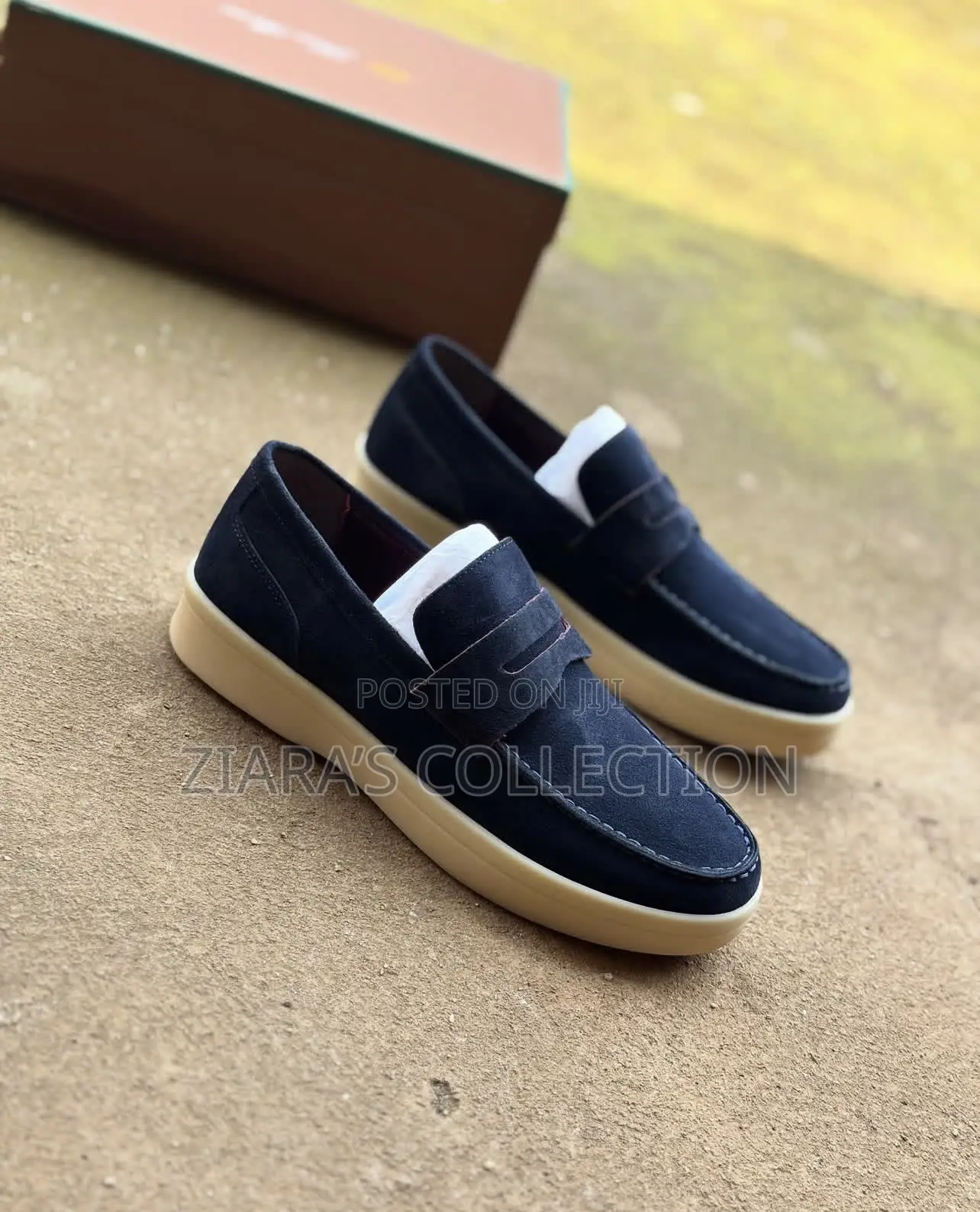 Navy Blue Men’S Loro Piana Loafers