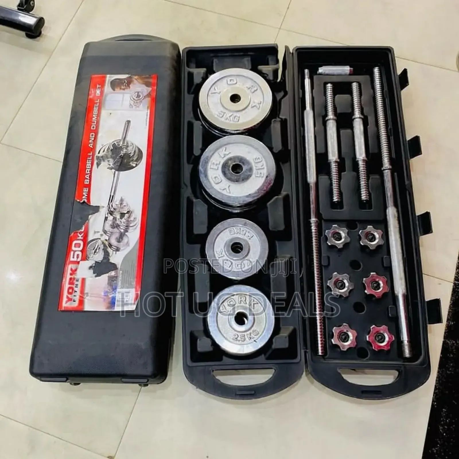 Barbell and Dumbbells / Dumbells Set, 50kg / 50 Kg Yorrk - Silver