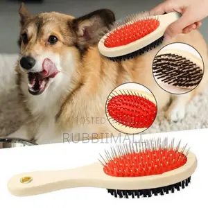 Double-Sided Pet Grooming Brush ~ Wooden Handle