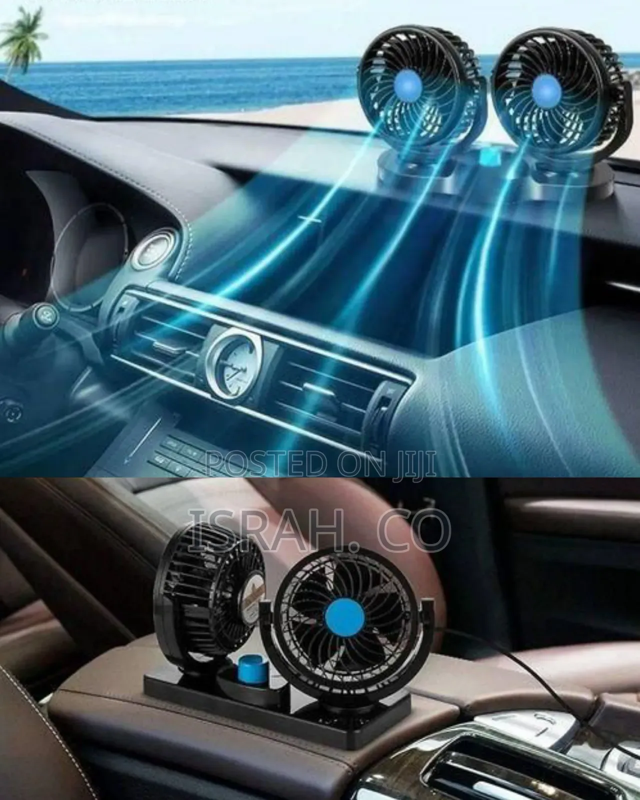 Dual-Head Wireless Car Fan - Multicolor