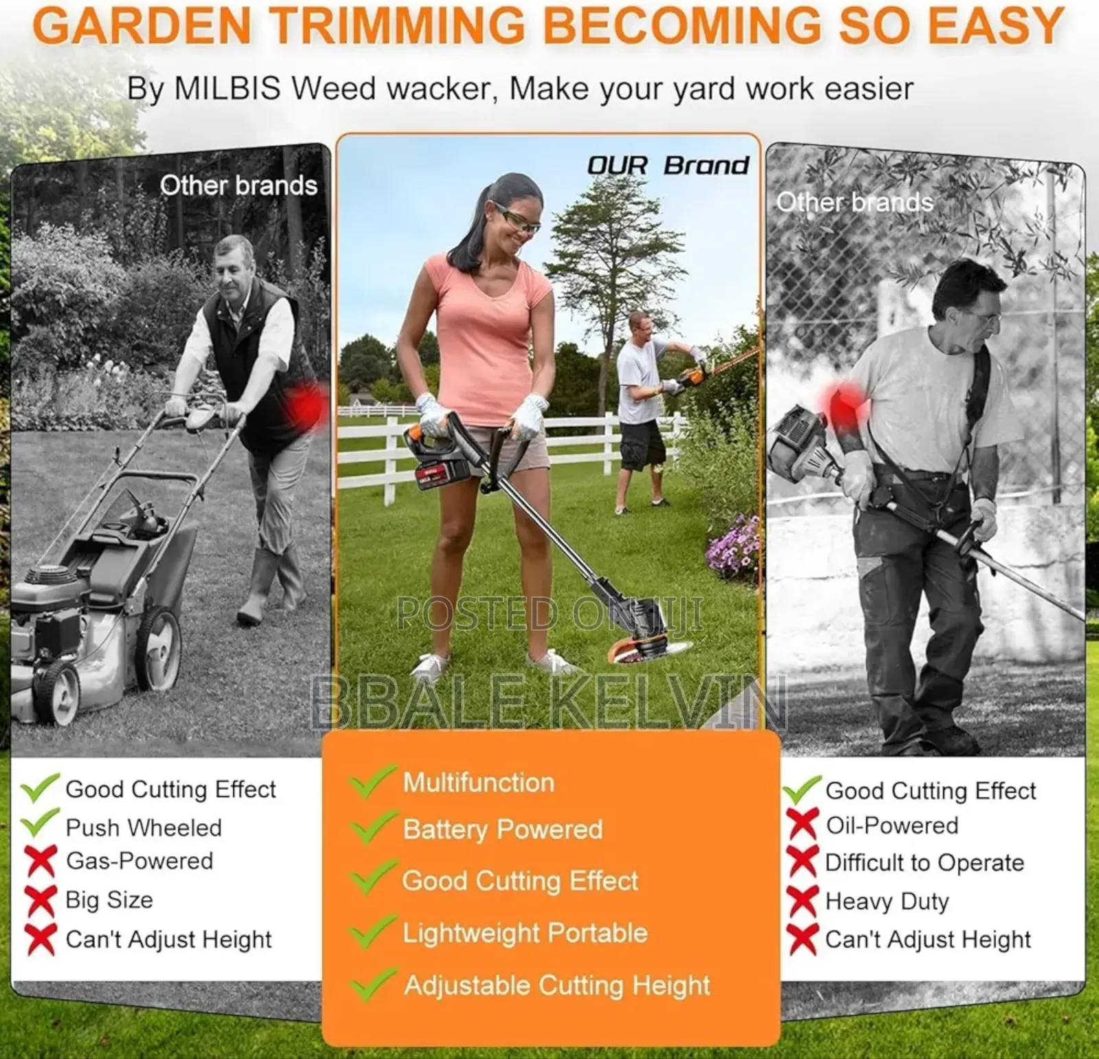 Cordless Rechargeable Lawn Mower / Grass Weed Cutter