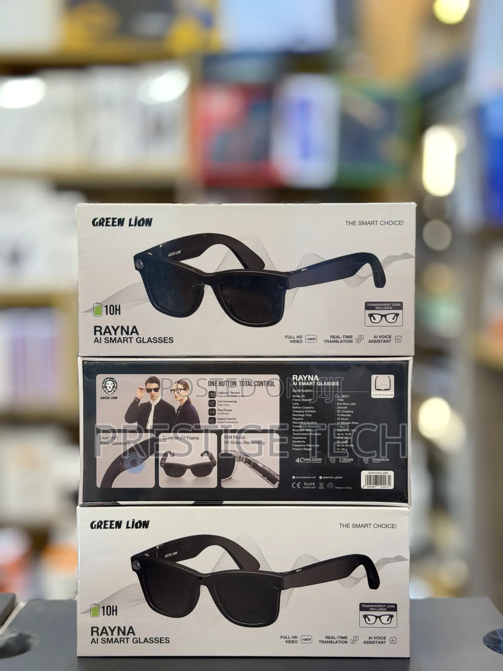 Green Lion Rayna Ai Camera Smart Glasses, 1080p Video, Stereo Audio