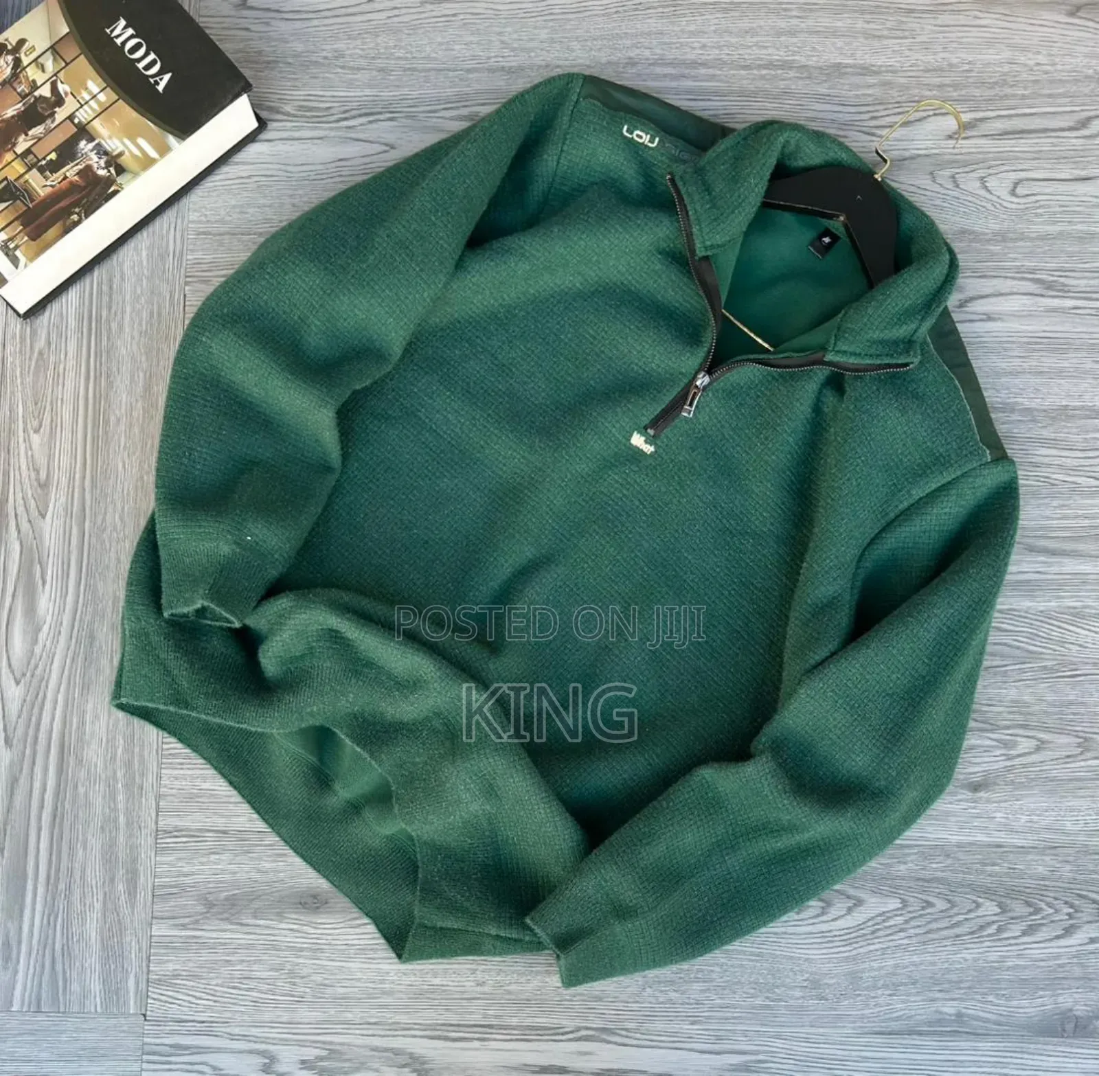 Polo Quarter Button, Quarter Zip. Green