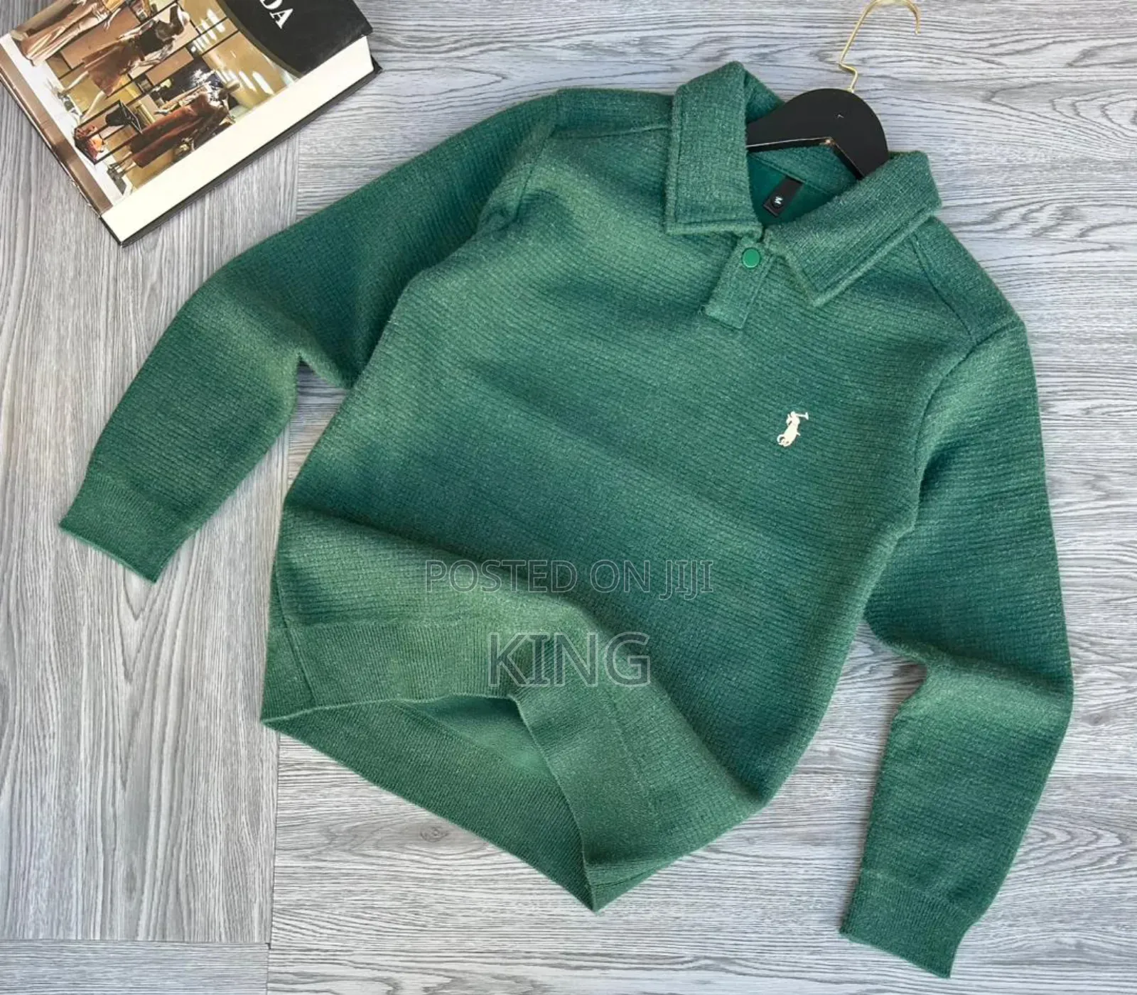 Polo Quarter Button, Quarter Zip. Green