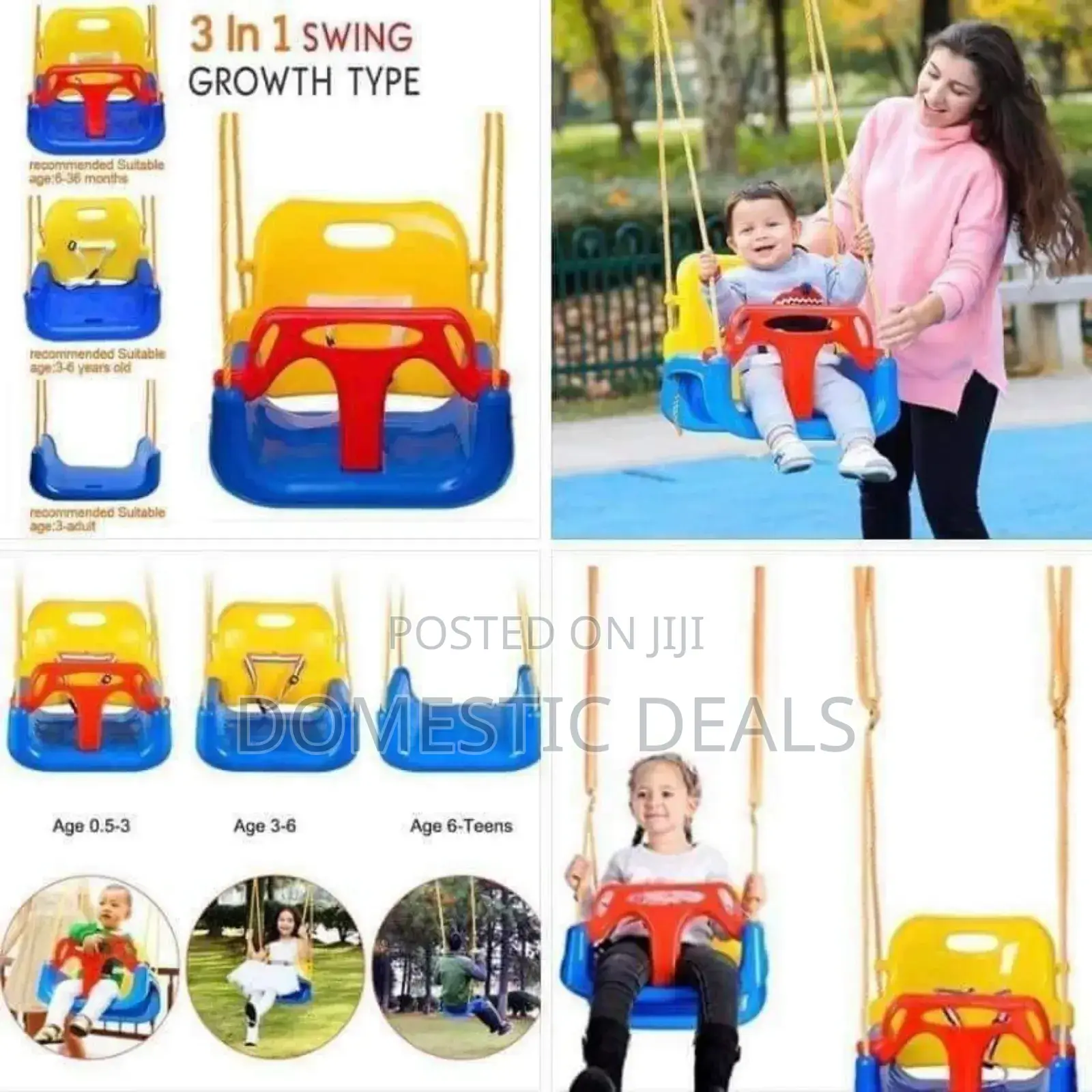 3-in-1 Toddler Baby Swing Seat Featuring Adjustable Ropes