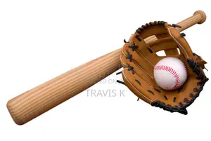Leather Glove With Baseball and Bat on Green Pitch