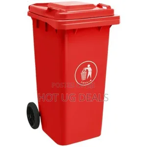 Outdoor 240l Plastic Waste Bin –Large Capacity Weather-Resistant - Red