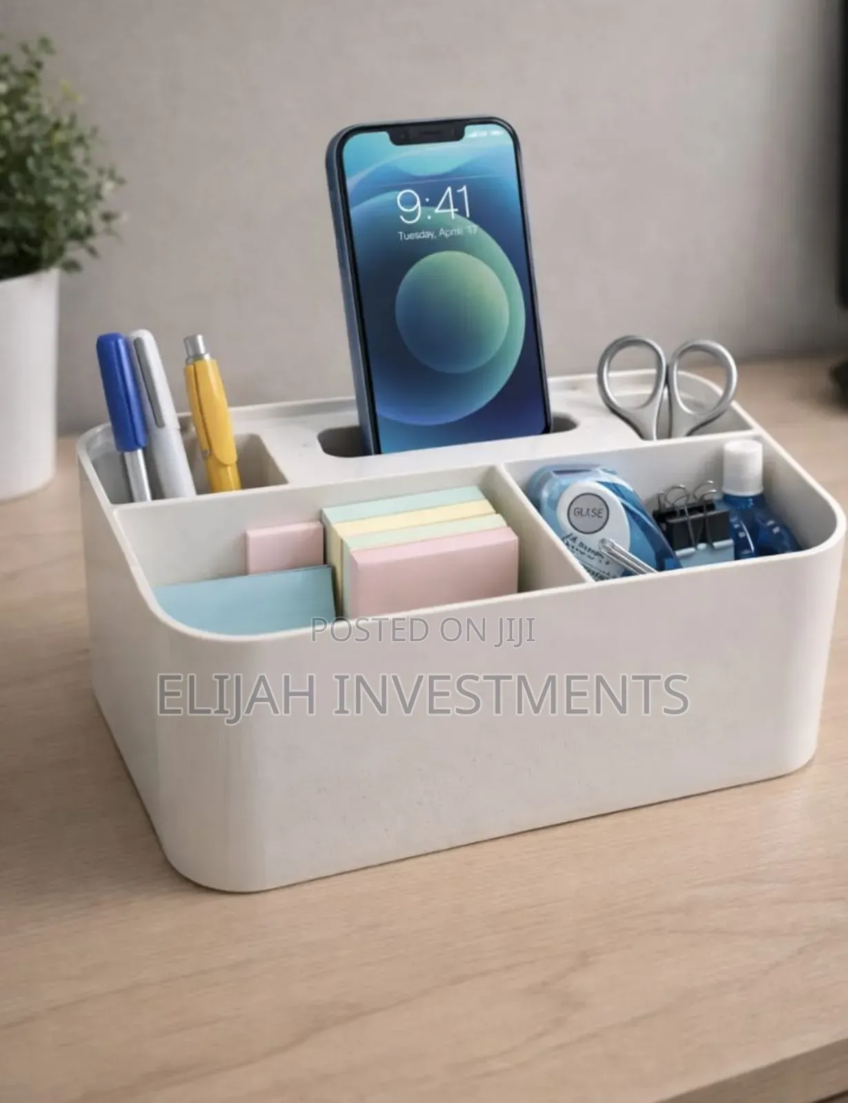 Minimalist White Plastic Desk Organizer