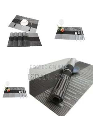 6 PCS Table Place Mats - Black, Grey