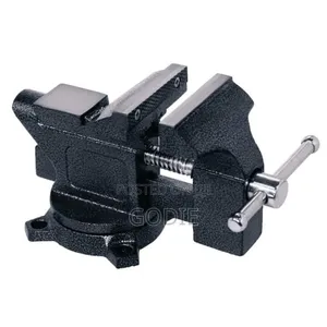 Heavy-Duty Bench Vise Featuring a Swivel Base and a Built-in Anvil.
