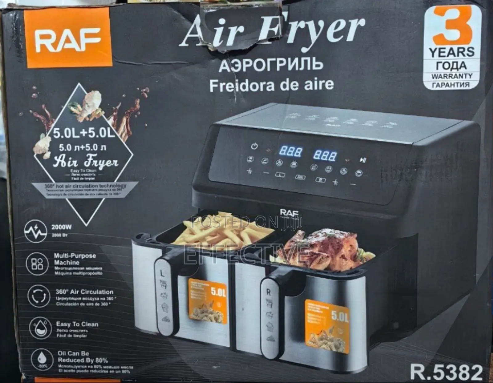 Raf Dual-Basket Digital Air Fryer 10l.