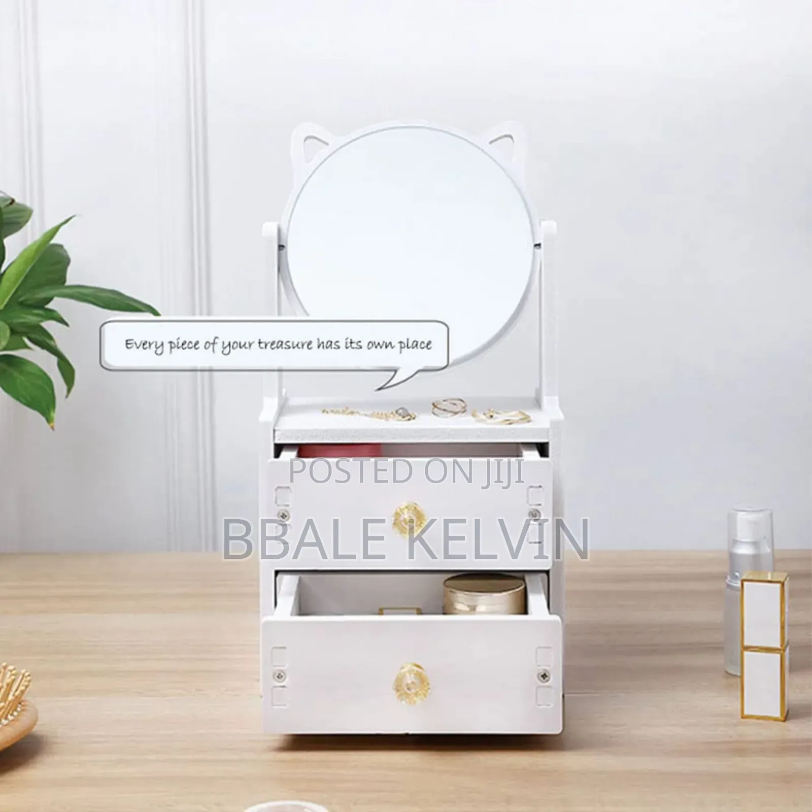 Portable White Cosmetic Organizer, Make-Up Organizer With Cabinet