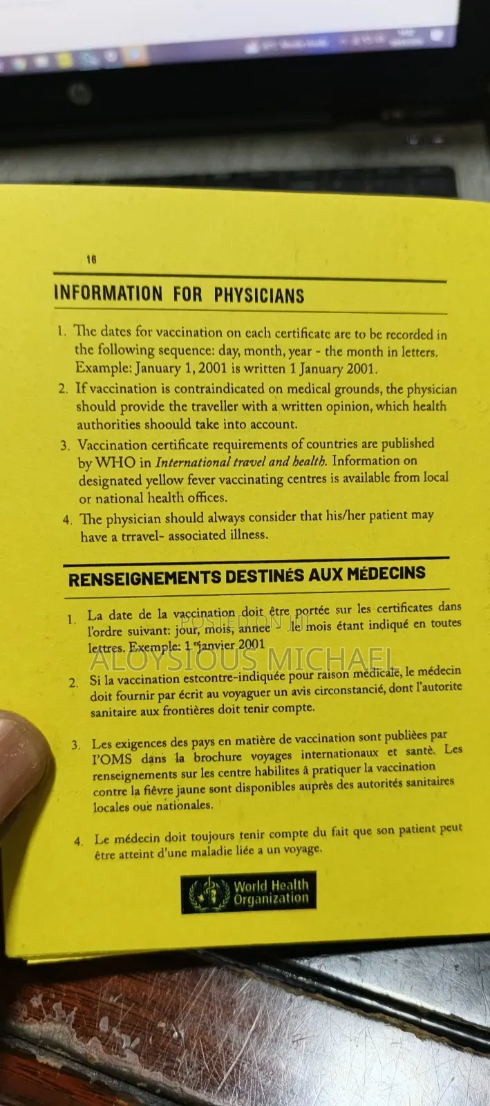 Yellow Book and Vaccinations