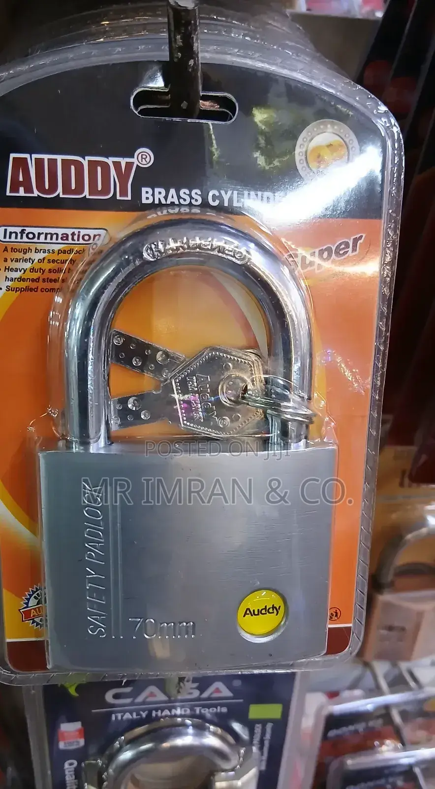 Auddy 70mm Brass Safety Padlock.