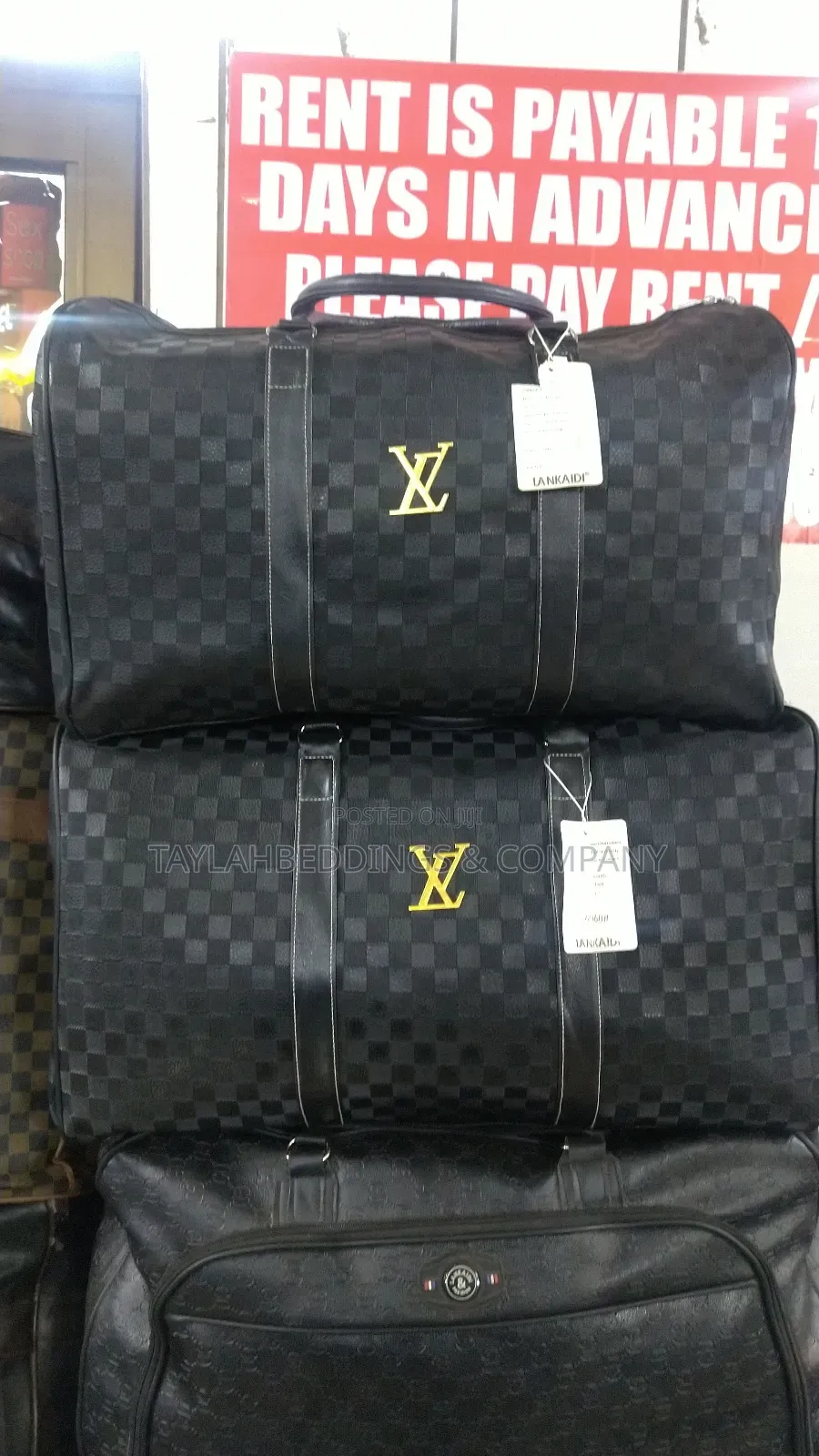 Lv Leather Duffle Weekender Overnight Tote Travel Bag - Handbag
