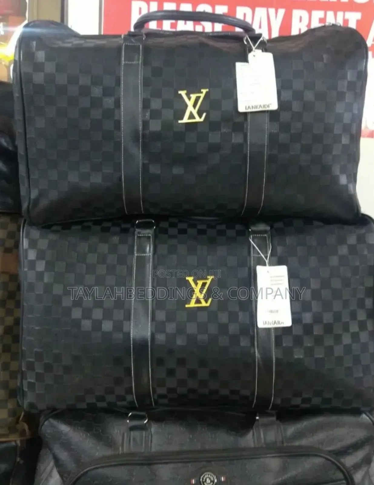 Lv Leather Duffle Weekender Overnight Tote Travel Bag - Handbag
