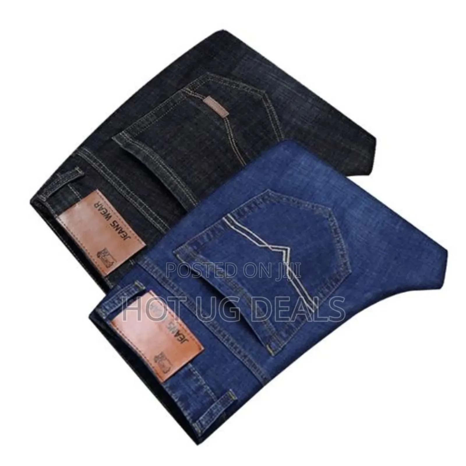 2pcs Men's Casual Designer Jeans Fit Stretcher -Black/Blue Non Fading