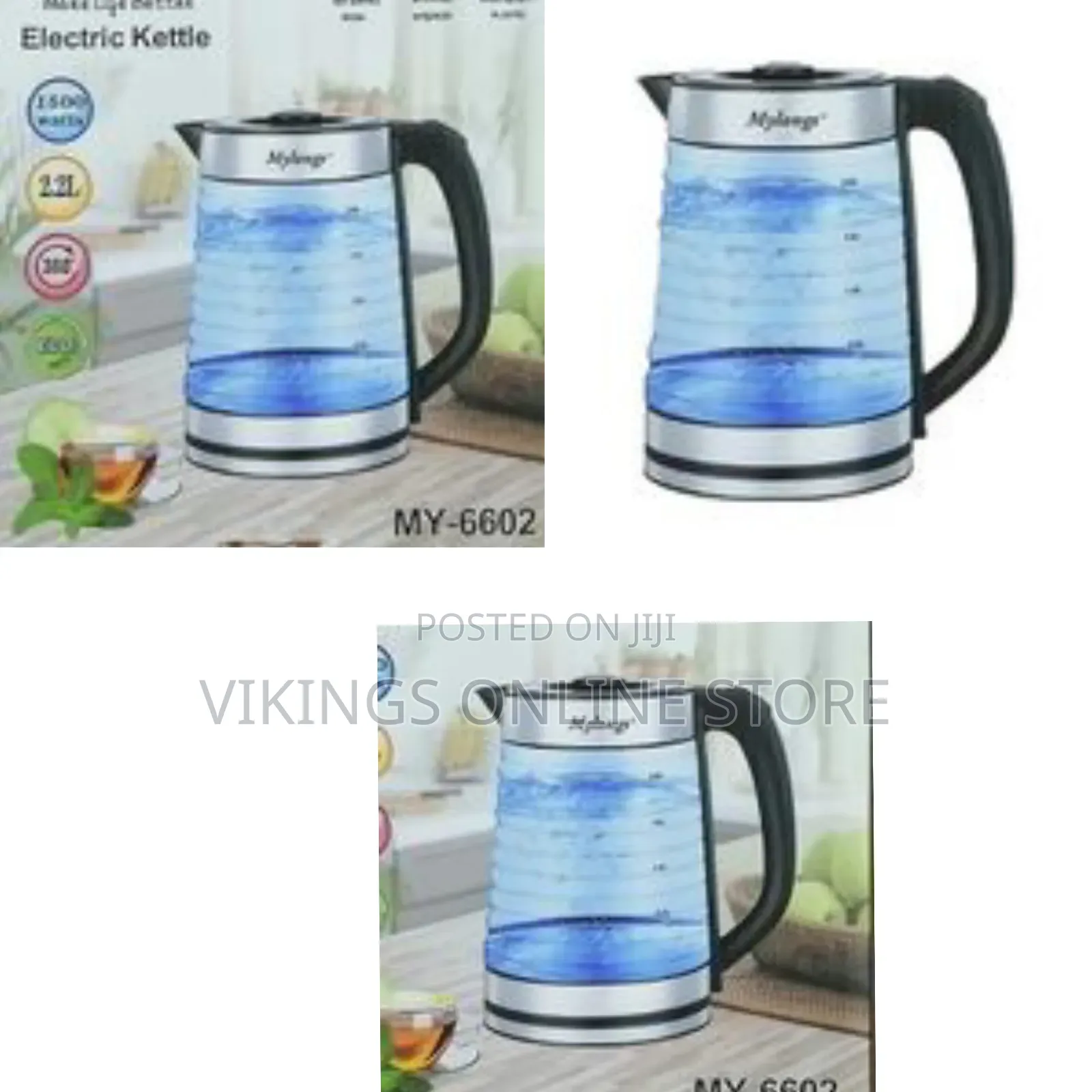 Mylongs Electric 2.2l Bpa Free Glass Kettle Cordless 360° Base Stylish
