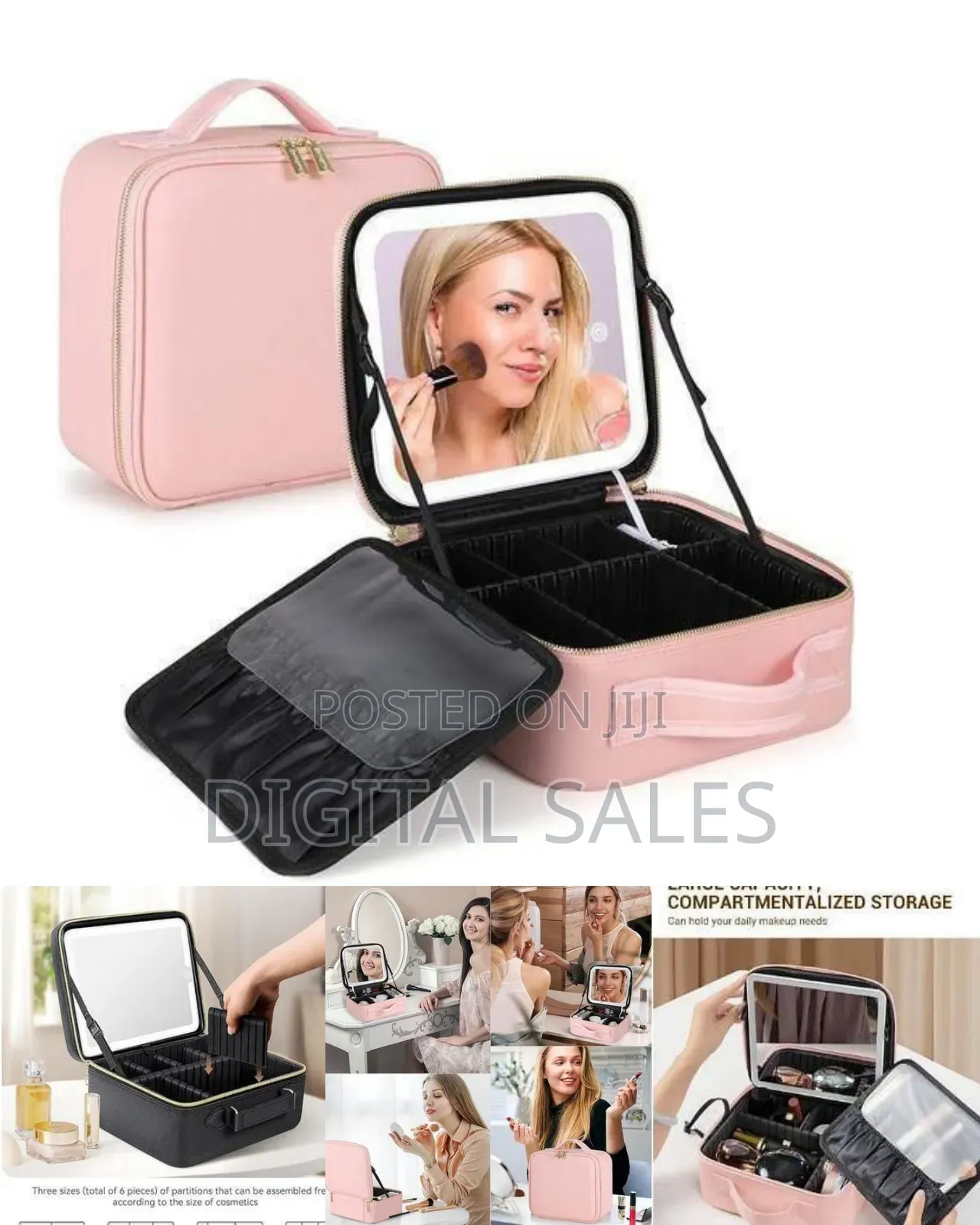 Portable Makeup Organizer Case With Led Mirror
