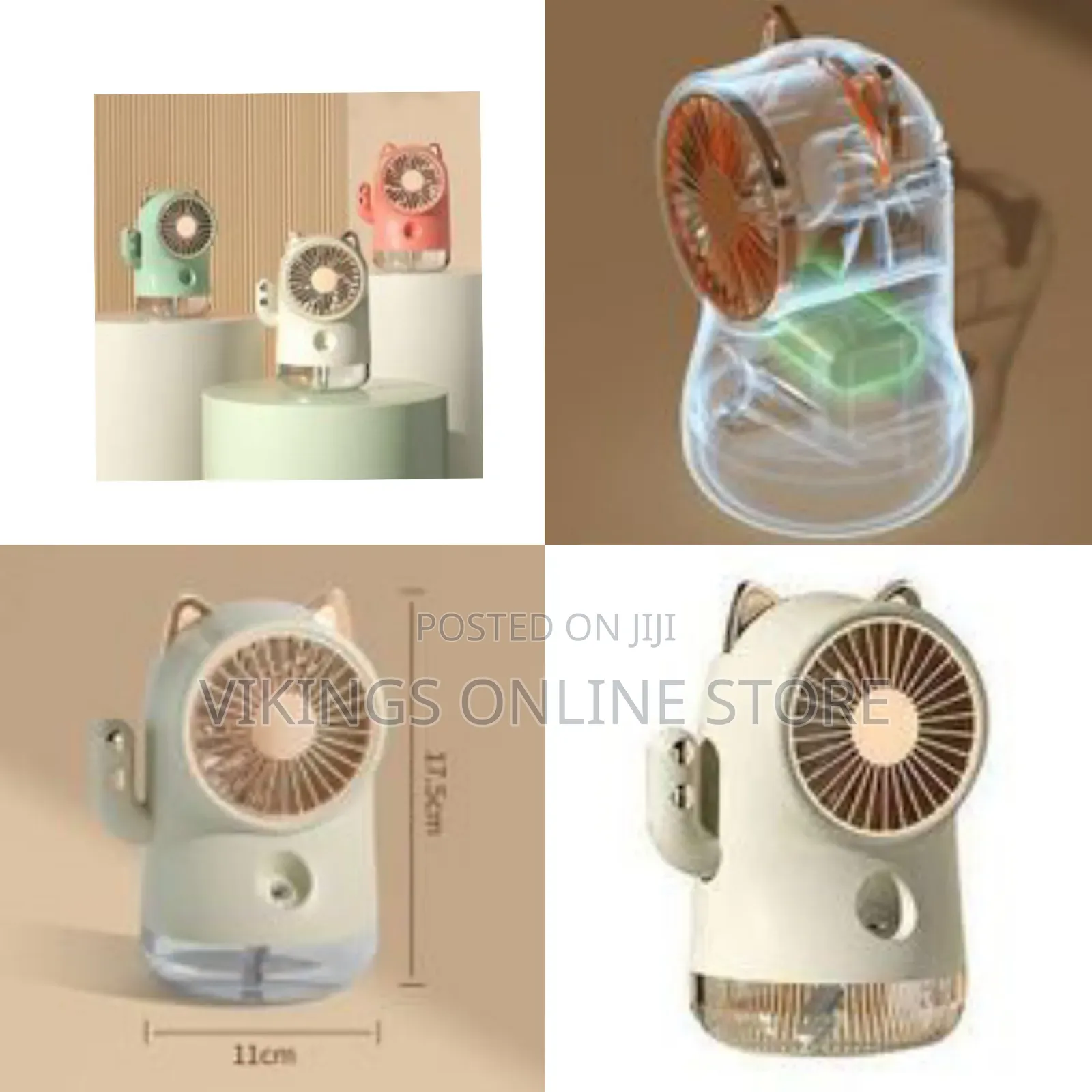 Usb Rechargeable Pussycat Water Ice Mist Spray Fan Misting Silent
