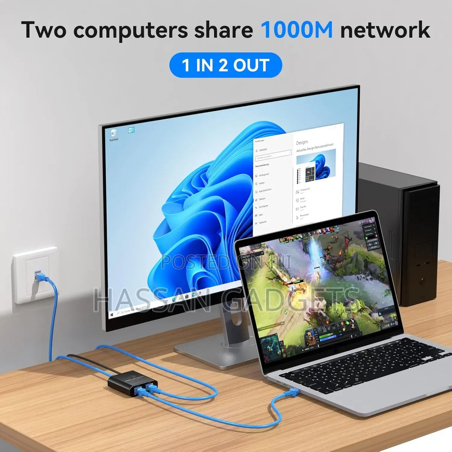 Rj45 Network Splitter Adaptet 1to2