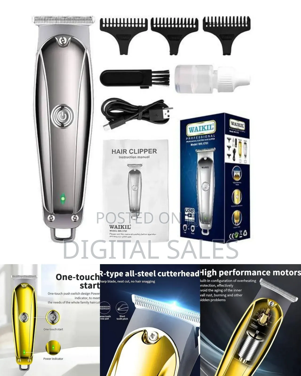 Cordless Rechargeable Professional Hair Clipper Kit