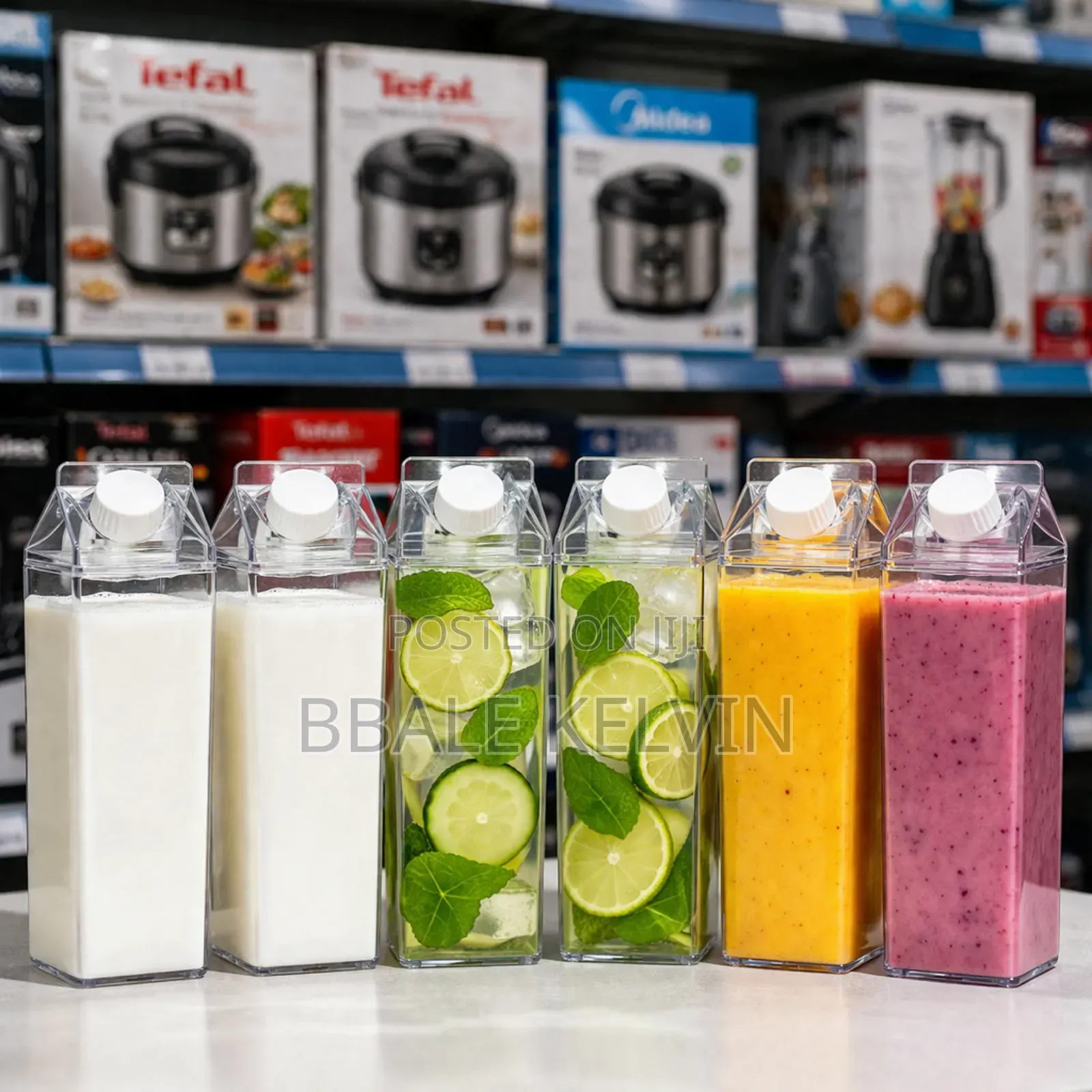 6pcs Plastic Milk Juice Carton Water Bottles