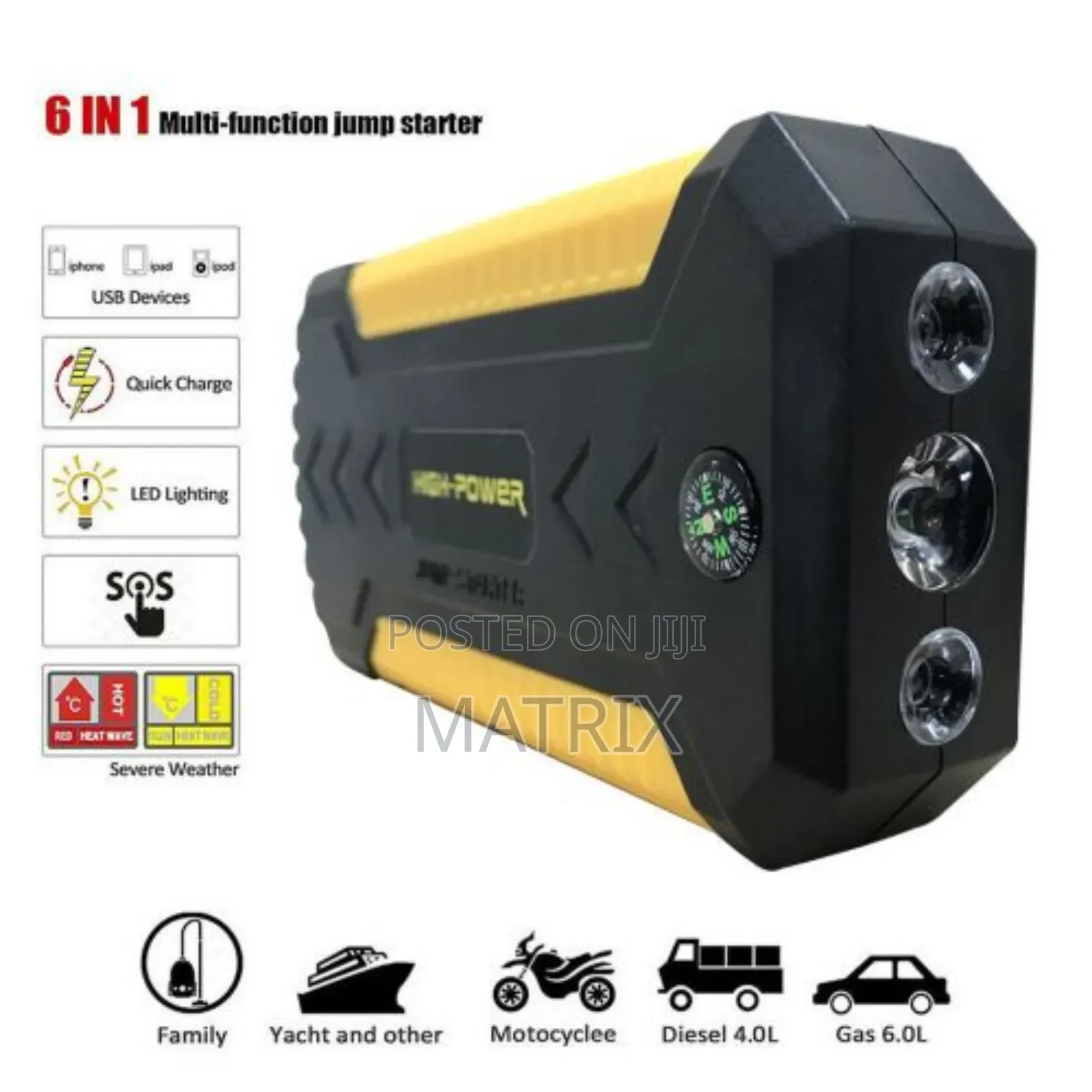 Portable Car Jump Starter Kit and Air Compressor Tyre Inflator